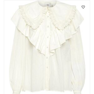 Aje. Ivory Ruffled Lace Collar Blouse